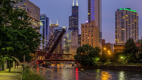 Chicago at dusk wallpaper
