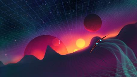Retrowave space art wallpaper