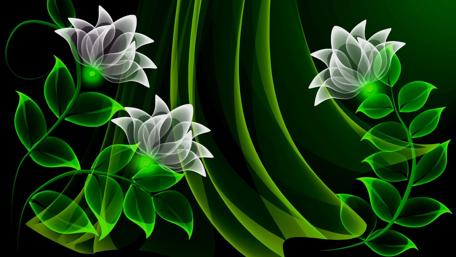 Green neon flowers - Digital Art wallpaper