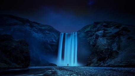 Skógafoss Waterfall at night - Iceland wallpaper