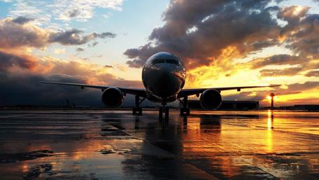 Airplane at sunset wallpaper