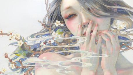 Beautiful and charming woman - Painting art wallpaper