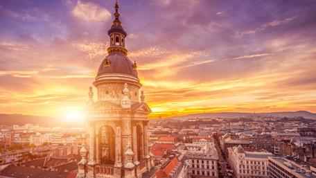 Stunning Sunset Over Budapest Basilica Skyline wallpaper