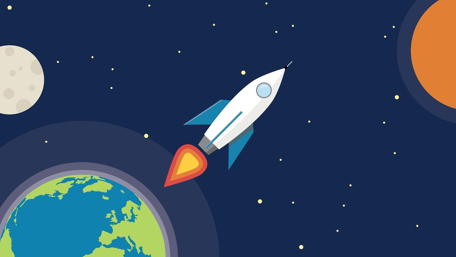 Leaving the surface of the earth - Material design rocket wallpaper