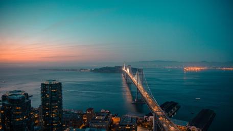 San Francisco–Oakland Bay Bridge at dusk wallpaper