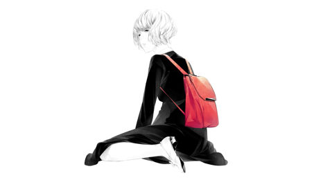 Anime Girl with Red Backpack Illustration wallpaper