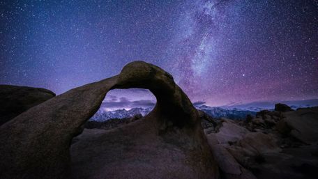 Milky Way over Mobius Arch, Alabama Hills, Lone Pine, California wallpaper