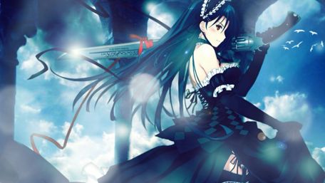 Anime girl with big gun wallpaper