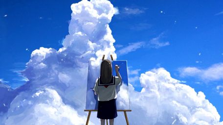 Anime Artist Capturing the Sky's Embrace wallpaper