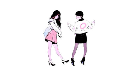 Fashionable Anime Girls in Stylish Outfits wallpaper