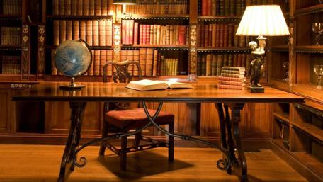 Elegant Antique Library Ambiance wallpaper