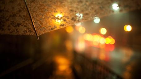 Umbrella with bokeh lights wallpaper