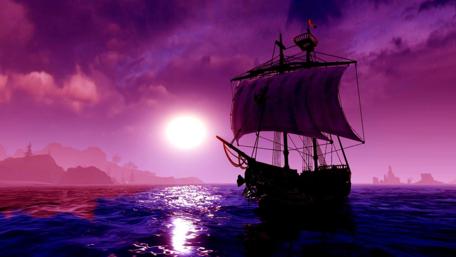 Purple moonlight sailing - Fantasy art wallpaper
