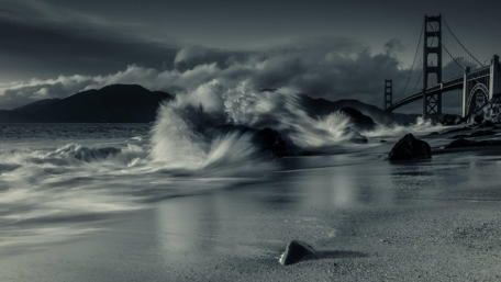 Golden Gate Bridge - Monochrome photography wallpaper