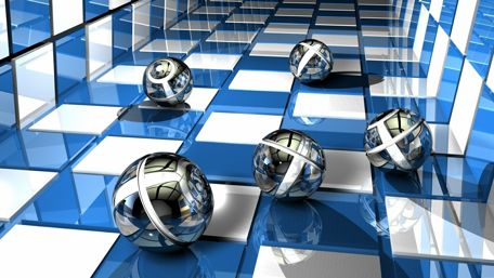 3D balls in tunnel wallpaper