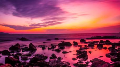 Turkish sunset with orange and pink sky wallpaper