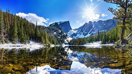 Dream Lake with Hallett Peak wallpaper