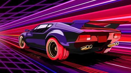 Retrowave car wallpaper