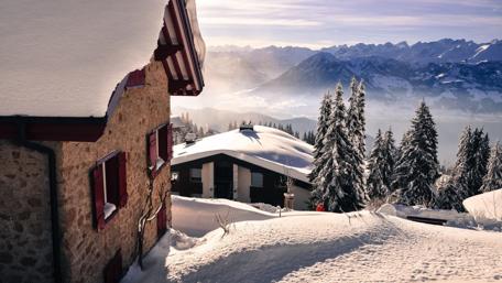 Winter village landscape wallpaper