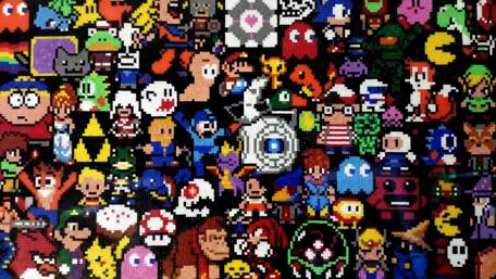 Retro game figures wallpaper