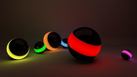 3D neon spheres wallpaper