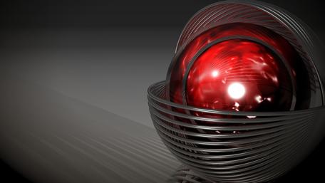 3D red sphere computer graphics wallpaper
