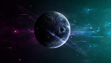 Science Fiction planet with rings wallpaper