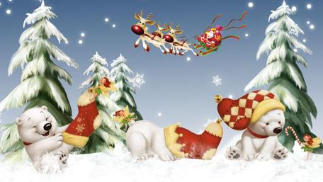 Santa Claus and Polar Bears wallpaper