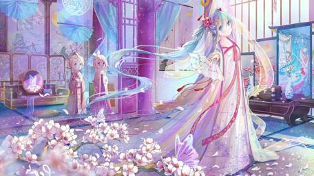 Ethereal Blossom Serenade with Hatsune Miku wallpaper
