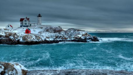 Cape Neddick (Nubble) Lighthouse in winter wallpaper