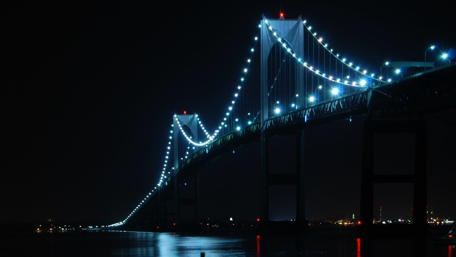 Claiborne Pell Newport Bridge at night wallpaper