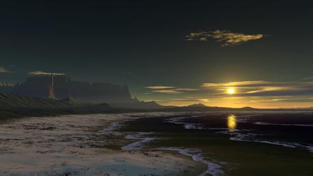 Fantasy sunset on the beach wallpaper