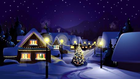 Christmas village illustration wallpaper
