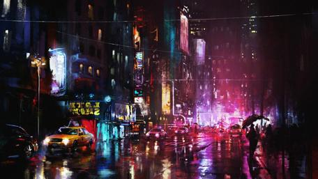 Urban Glow in the Rainy Night Streets wallpaper