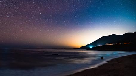 Starry seashore sky wallpaper