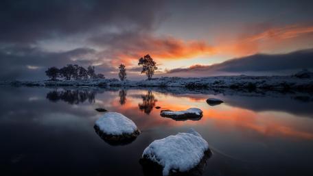 Winter sunset reflection wallpaper