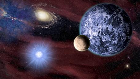 Planet and Galxy - Space art wallpaper