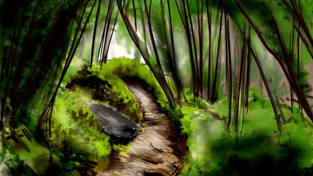 Tropical forest art wallpaper
