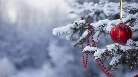 Snowy Christmas tree wallpaper