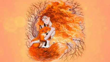 Fairy with a fox wallpaper