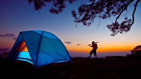Illuminating tent wallpaper