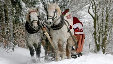 Santa's Wintry Sleigh Ride wallpaper