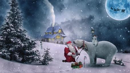 Enchanted Christmas Eve Moonlight Gathering wallpaper