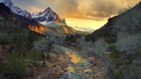 Autumn frost in Zion National Park wallpaper