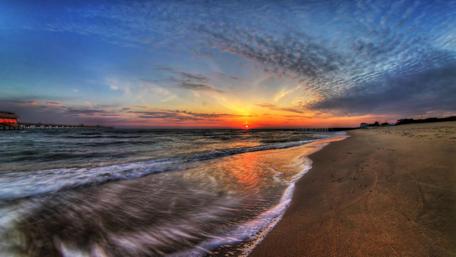 Sandy beach sunset wallpaper