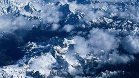 Mountain range aerial view wallpaper