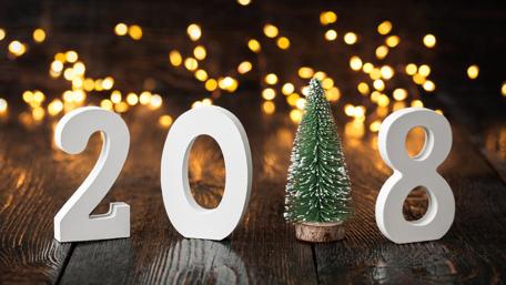 Festive Celebration with Bokeh Lights and 2018 Tree Decoration wallpaper