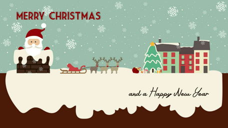 Festive Santa and Winter Wonderland Scene wallpaper