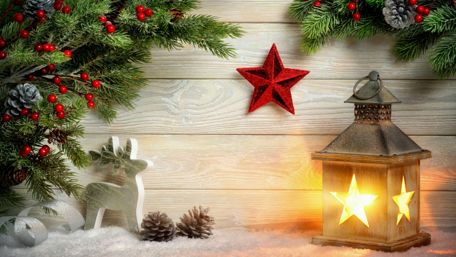Cozy Christmas Lantern Scene wallpaper