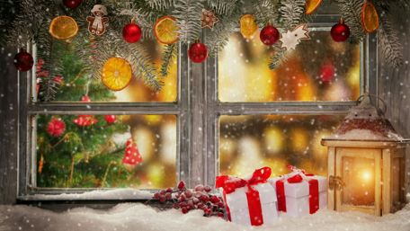 Christmas Eve Window Scene wallpaper